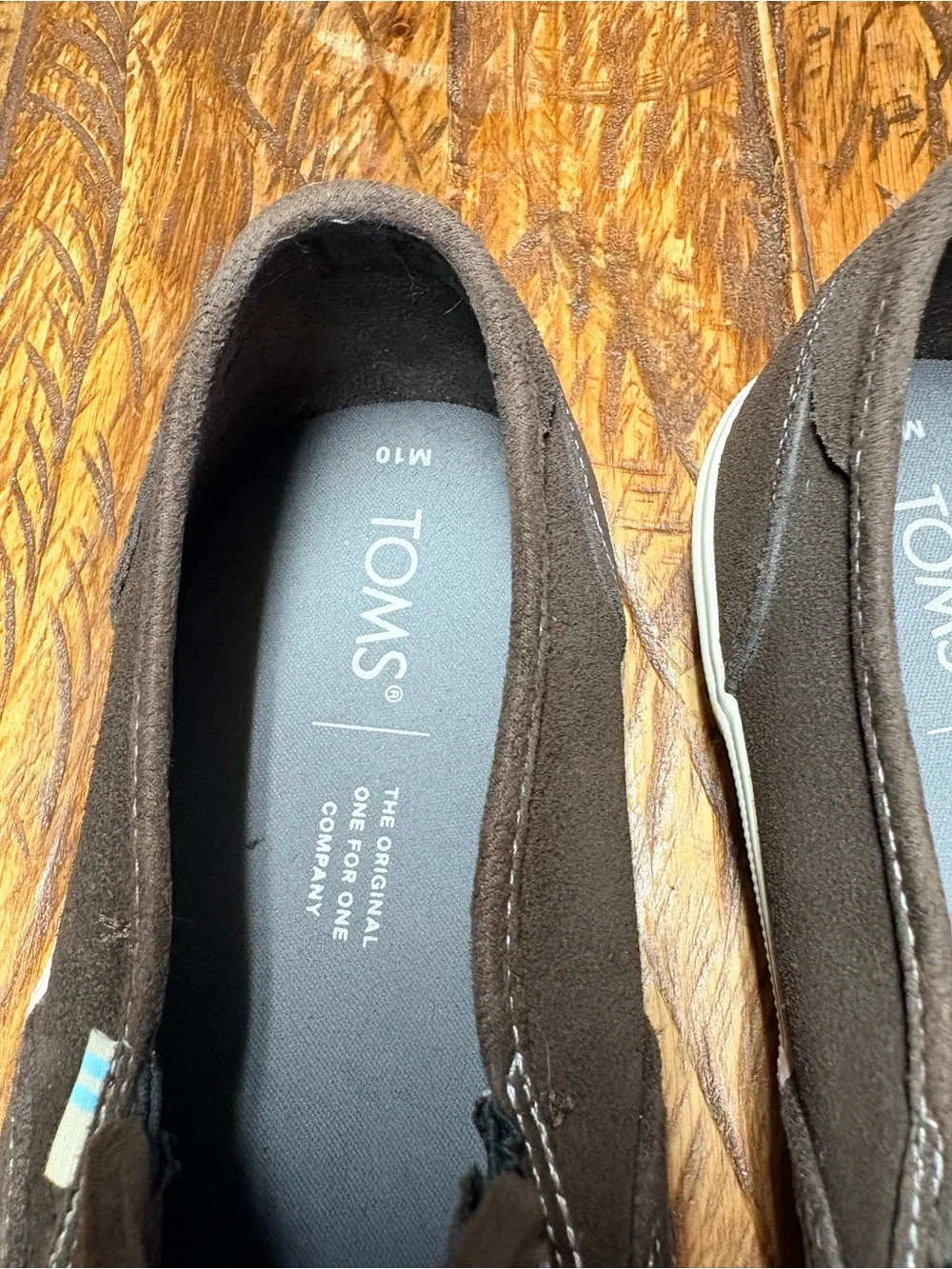 Toms Nubuck Leather Chocolate Brown Slip On Comfort Loafers Mens Size 10